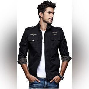 Host PICK🎉[H.T.NIAO] Black Airborne Long Sleeve Full Zip Jacket Men’s Size 2XL